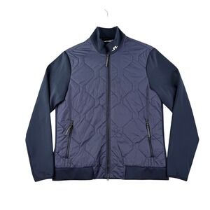 J.Lindeberg Hybrid Jacket Mens L Navy Blue Quilted Full Zip Performance Golf